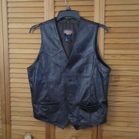 Cripple Creek Other - Cripple Creek  Dark Brown Soft Leather 5 Button 2 Pocket Motorcycle Vest Size M